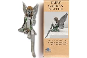 G&H Decor - 20cm Winged Elf Sitting My Fairy Garden - Flower Fairy Garden Statue - Weather Resistant Highly Detailed Fairy Garden Accessories Outdoor - Fairy Gifts – Garden Fairies Outdoor Statues