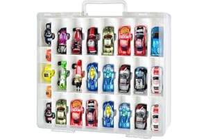 FULLCASE Organiser Aufbewahrungskoffer für Hot Wheels Die-Cast Fahrzeuge Geschenkset Spielzeugautos, Holder Behälter Tasche für Streichholzschachtel-Autos für Hotwheels Auto-48 Fächer-Weiß(nur Box)