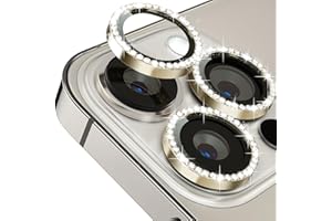 ICARER FAMILY Glitzer Kameraschutz für iPhone 15 Pro 6.1/iPhone 15 Pro Max 6.7 Kamera Schutz Bling,ICARERFAMILY Ultra-Klar HD Clear Diamond Kameraschutz,[ Kratzfest ] Einfach Installieren Hülle Freundllich - Gold