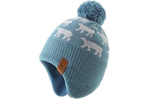 AHAHA Wintermütze Mädchen Earflap Beanie Pompon Strickmützen