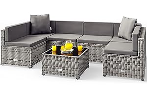 Casaria® Gartenmöbel Set Lounge Polyrattan 5 Personen Wetterfest Balkonmöbel Tisch Sicherheitsglas Outdoor Terrasse Eck Sofa Sitzkissen Grau-Anthrazit