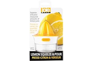 Joie Citrus Juicer with Built-In Strainer, Manual Lemon and Lime Squeezer, Yellow