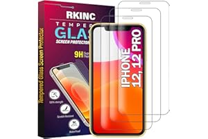 RKINC Verre Trempé [Lot de 3] pour iPhone 12 12 Pro 6.1-Inch, Film Protection écran, Dureté 9H 0,33 mm HD Glass [Garantie à vie][sans Bulles d'air][Résistant aux rayures]