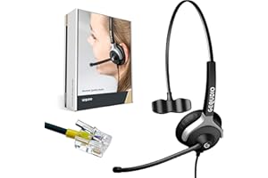 GEQUDIO Headset für GX- und GZ-Serie kompatibel für GX5+ GX7+ GZ-2 GZ-6 GZ-8, Poly/Polycom und Gigaset-RJ Telefon - inklusive RJ Kabel - Kopfhörer & Mikrofon mit Ersatz Polster - 60g leicht (1-Ohr)