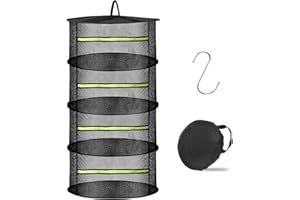 Souvik kräutertrockner hängend,trockennetz kräuter, 4 Schichten trocken Netz, kräuternetz faltbar, mit S-förmigem Haken, herb Dryer, Zum Trocknen von Samen, Fisch, Gemüse, Früchten, Tüten, Kräutern