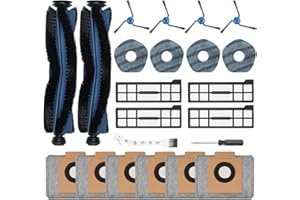 ALLOYTOOL Zestaw 22 akcesoriów do robota odkurzającego Eufy X10 Pro Omni, części zamienne, zawiera 2 główne szczotki, 4 filtry, 6 worków do kurzu, 4 podkładki do wycierania, 4 szczotki boczne, 1 szczotkę do