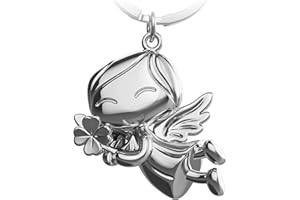 FABACH Llavero de ángel de la guarda de la suerte con trébol – ángel de la suerte de metal – amuleto de la suerte coche ángel colgante – regalo buena suerte