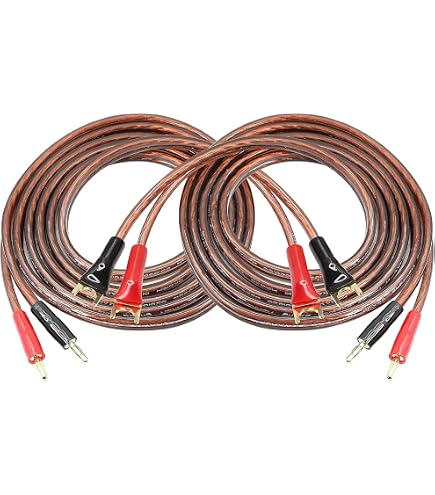SOUNDFAM Cavo per altoparlante professionale, 3 m, spina a banana placcata oro 24 K, OFC 99,99% (2 × 2,5 mm²), intreccio ecologico, per amplificatore e altoparlante home theater