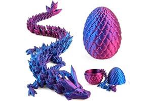 Jemmytu 3D-Gedrucktes Drachenei, Geheimnisvolles Kristall-Drachenei, Fidget-Spielzeug, Überraschung, Ostereier, Mythische Dracheneier (Laserviolett)