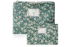 DAZZLUXE 2 sztuki kosmetyczki, praktyczna kosmetyczka podróżna, torba na kwiaty, torba do przechowywania, mała torebka, zestaw damska, kosmetyczka (zielona)