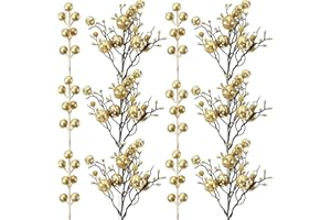 Chunyin 30 Steli di Bacche Glitterati 11,8 Pollici e 6,3 Pollici Rami Natalizi Artificiali Ornamenti Decorativi per Albero di Natale Decorazioni per Ghirlanda Fai da Te Casa Vaso (Oro)