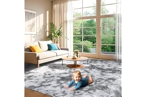 ‎ZRSDIXKI ZRSDIXKI Hochflor Teppich - Grau Teppichs Wohnzimmer 200x300CM - Shaggy Waschbarer Teppich - Waschbar Anti-Rutsch Extra Große Carpet die für Wohnzimmer,Kinderzimmer,Schlafzimmer