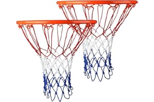 SIVENKE Basketball Net 21 inch (52cm) Heavy Duty Thick Nylon Net Fits All Weather Standard Hoops, 12 Loops, Red, Blue, White