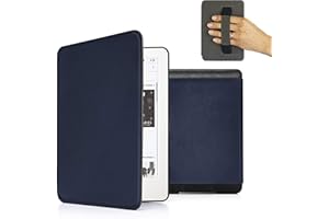 MyGadget Faux Leather Case for Amazon Kindle Paperwhite 2018 10th Generation - Pasek na nadgarstek i funkcja snu Magnetyczne etui z klapką - niebieskie