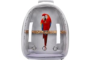 MMZ Bird Travel Backpack Cage, Portable Pet Bird Parrot Carrier Breathable Pet Birds Bag, Lightweight Bird Carrier and Small Animals Travel Cage, Multifunctional Pet Bag Backpack (White)