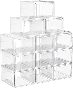 SONGMICS Scatole per Scarpe, Contenitori per Scarpe in Plastica con  Sportelli Trasparenti, Set di 12, Impilabili, Montaggio Facile, 27 x 34,5 x  19 cm, Fino a Taglia 46, Bianco LSP032W12V1 : Amazon.it: Casa e cucina
