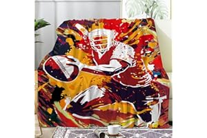 Paready American Football Blanket Cozy Fire Football Soft Sport Gifts Blanket Blanket for Kids Boys Adults Men Football Lover Fleece Plush Throw Football Blanket for Bed Sofa Camping Couch (50"x60")