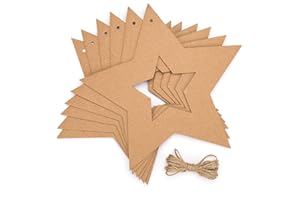 Baker Ross Guirnaldas de estrellas colgantes: suministros creativos de arte y manualidades navideños para que los niños hagan y decoren (paquete de 10), marrón