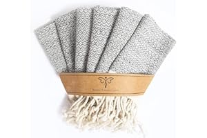 SMYRNA TURKISH COTTON Wash Cloths Pack of 6 | 100% Natural Cotton, 30x45 cm | Versatile Bath Towels for Bathroom, Hotel, SPA | Ultra Soft, Absorbent, Prewashed Quick Dry Turkish Hand Towels Gray