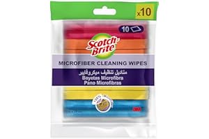 Scotch-Brite Lot de 10 Serviettes en Microfibre de Nettoyage de Base, Couleurs Assorties, 31 cm x 29 cm, Lot de 10