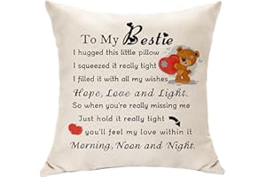 Hasodeo Bestie Decoration Gifts for Bestie Present Cushion Cover for Bestie Sister Gifts from Friend Bestie Birthday Christmas Wedding Gifts Long Distance Bestie Gifts Hug Keepsake (Bestie-B)