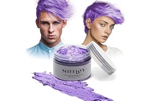 MIFELOY Temporary Purple Hair Color Wax 120g, Instant Violet Hairstyle Cream Dye, Disposable Coloring Mud for Men Women Youth, Natural Washable Styling Pomades for Party Cosplay DIY Halloween
