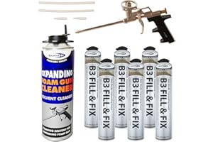 BOND-IT FILL & FIX MATE Kit - 6 x 750ml Expanding Foam Cans, 1 x Professional Gun, 1 x 500ml Gun Cleaner PU Grade