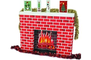 SCOLA CI Life Sized Corobuff Corrugated Paper Fireplace, Microfibre Red, 96.5 x 17.5 x 76.2 cm