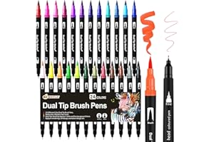 ‎WONSAR Dual Brush Pen Set: Filzstifte 24 Farben Dicke und Dünne Pinselstifte Marker Fineliner Aquarell Für Bullet Journal, Malbücher, Handlettering, Mandala stifte Malstifte Für Kinder und Erwachsene