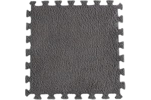 FRILLA 14 Stück Plüsch-Puzzle-Bodenschaummattenfliesen, Plüsch-Puzzlematte, Flauschige, Schneidbare, rutschfeste, Ineinandergreifende Teppichfliesen - FLUFFTILE