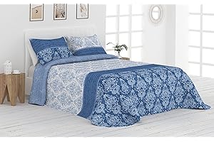 Liniva Home Colcha Bouti Reversible Cosida - Modelo Melanie - Azul, Cama 135 cm