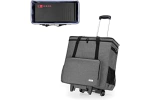 CURMIO Rolling Desktop Computer Carrying Case with Wheels, Double-Layer Computer Tower Travel Storage Bag with Detachable Dolly for PC Chassis, Keyboard and Mouse, Grey (Patent Pending)
