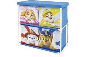 ARDITEX - Scaffale per bambini con 3 contenitori in tessuto di Paw Patrol - Struttura in metallo e contenitori in poliestere - 53x30x60 cm - Multicolore