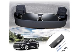 BIBIBO Porta Occhiali per A*UDI A3 8V A4 B8 B9 A5 A6 C7 C8 Q3 8U Q5 Q7 S3 S4 S5, Parasole per Auto, Occhiali da Sole, Porta Occhiali da Sole, Scatola portaoggetti per Interni Auto, Organizer