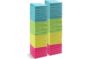 HOMEXCEL Chiffons en Microfibre 100 pièces, Chiffon de Nettoyage en Microfibre Chiffon de Nettoyage de vitres Chiffon à Vaisselle en Microfibre pour Voiture, Cuisine, Maison 30,5 x 30,5 cm