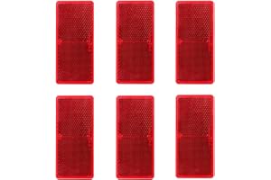 Woola Self Adhesive Reflector,6 Pack Rectangular Red Side Reflector Trailer,Size 94x44 mm Cat Eye Red Rear Reflectors Motorcycle Caravan Gate Post Fence