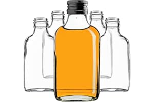 KADAX Petaca de 100 ml, 100 unidades, pequeñas botellas de cristal con tapón de rosca, botellas vacías para rellenar, mini botellas de licor, botellas de licor (negro)