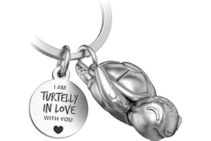 FABACH Żółw breloczek do kluczy Snappy z sercem i grawerunkiem - słodki żółw breloczek do kluczy - talizman miłości żółw jako prezent dla partnera - Turtelly in Love