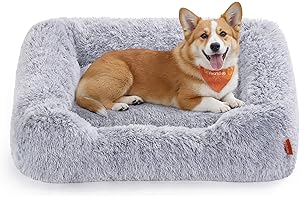 Feandrea Legowisko dla psa, poduszka, 91 x 68 x 18 cm, miękkie wypełnienie, podwyższone brzegi, zdejmowany pokrowiec, który można prać w pralce, szary ombré PGW272G01