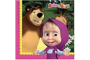 Procos 86514. – Servietten Papier Masha und Bär, 33 x 33 cm, 2-lagig, 20 Stück, Mehrfarbig