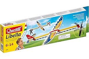 Quercetti Libella Glider Model Kit, Aereo Giocattolo Educativo con Elica ed Elastico, Gioco Bambino 6 Anni, Facile da Montare, Giochi per Bambini Made in Italy
