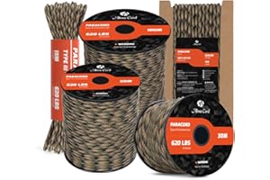 Abma Cord Paracorde 4mm 9 Brins 30m Corde en Nylon Type 3 Corde Parachute 620lbs - Max. 280 kg - Tactique Camo