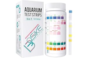 BOSIKE Bandelettes de test 6 en 1 pour aquarium, kit de test de l'eau douce, aquarium, étang à poissons, dureté totale, nitrate, nitrite, Cl2, carbonate et pH