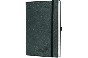 POPRUN Agenda Settimanale 2024 22 x 16,5 cm, Carta Prodotta con Materiali Rinnovabili, Copertina Rigida in Pelle PU, Tag Mensili, Carta Spessa da 80 gsm Certificata FSC®, Grigio Scuro