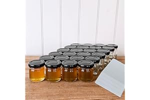 OOPS TOYS 24er Set Einmachgläser 40 ml Mini mit Deckel Schwarz - Marmeladengläser mit Schraubdeckel - Mini Einweckgläser mit Etiketten - Kleine Gläser, Marmeladengläser (Schwarz, 24 Stück)