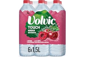 Volvic Touch Kirschgeschmack – Erfrischungsgetränk aus natürlichem Mineralwasser Volvic mit Kirschgeschmack – ohne Konservierungsstoffe – 6 x 1,5 l