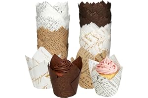 200 stycken muffinsformar papper, tulpanmuffinsformar | Naturlig oblekt cupcake-form, standardstorlek bakform papper för bröl