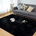 CHOSHOME Black Rugs for Living Room Super Soft Anti Slip Rug Bedroom Rugs Large Rugs Fluffy Rugs Velvet Shag Carpet Modern Indoor Large Fluffy Area Rugs Shaggy Rugs (Black, 120x180cm)