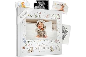 BIBI & BEAU Album Nascita Bambino | Libro 132 Pagine | Regalo Neonato | Diario e Album Fotografico per Foto 10 x 15 cm (Foresta)