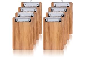 GUOKOFF 8 Pièces En Bois Porte-bloc A6 avec Pince, Porte Bloc A6 Avec Pince, Clipboard A6, Mini Porte-bloc A6, Planchettes à Pince pour Papier d'écriture Memo des Dossiers